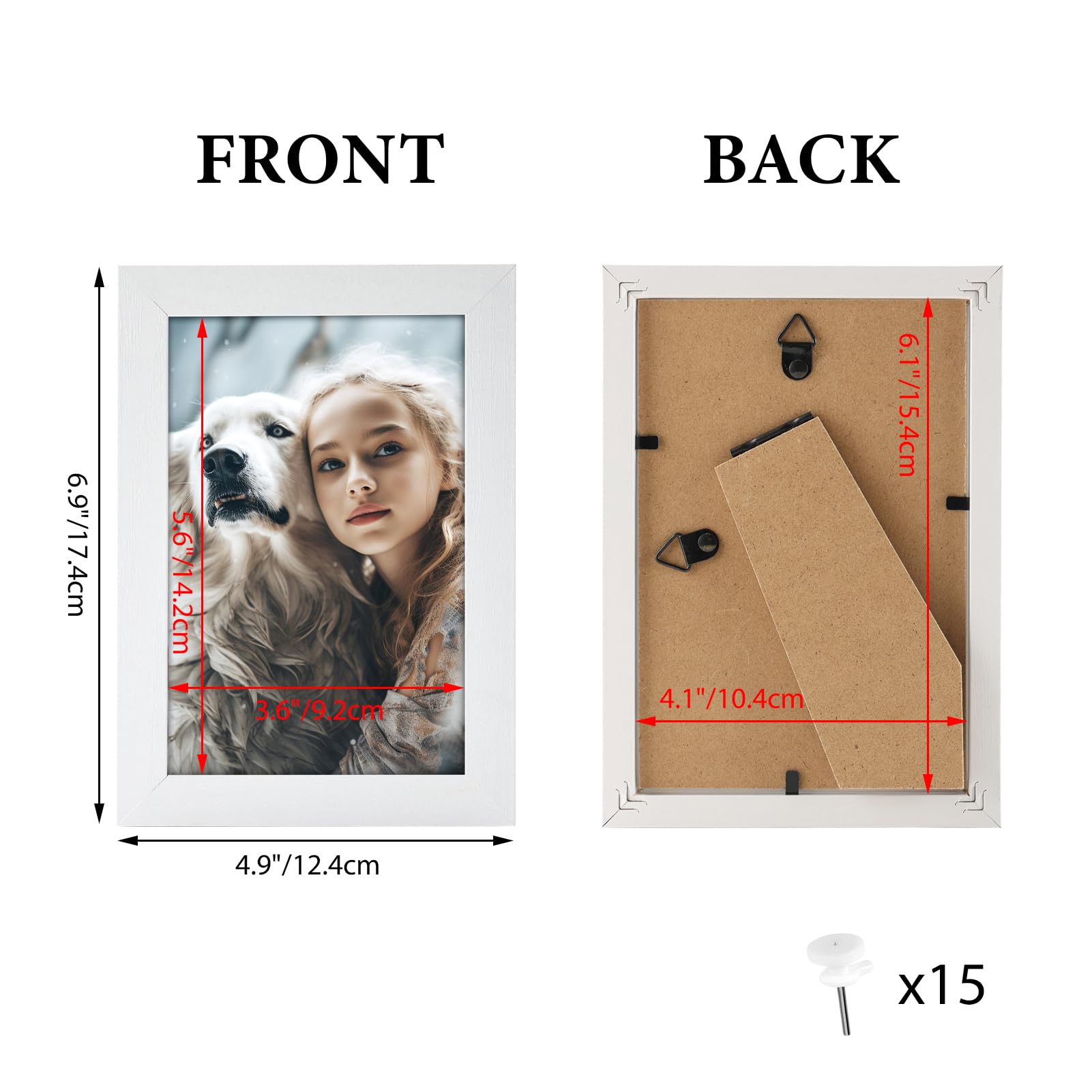 HORLIMER 4x6 Picture Frame Set of 15, White Picture Frames Display 4 by 6 Photo for Wall or Tabletop